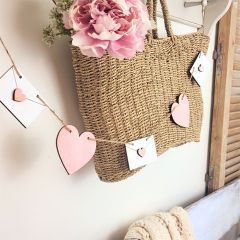 Pink Wooden Hearts and Letters Garland