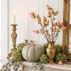 Pink/Yellow Withered Chinese Lantern Branch Set of 4