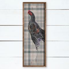 Plaid Black Chicken Framed Wall Decor