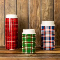Plaid Ceramic Thermos Vase Set of 3