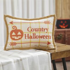 Plaid Country Halloween Pumpkin Pillow