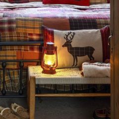 Plaid Deer Applique Accent Pillow With Polyester Insert