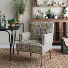 Plaid Fabric Upholstered Armchair