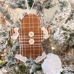 Plaid Gingerbread Christmas Ornaments Set of 6