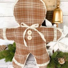 Plaid Gingerbread Pillow Christmas Bowl Filler