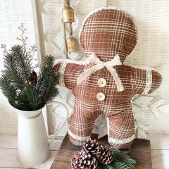 Plaid Gingerbread Christmas Pillow