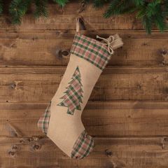 Plaid Jute Stocking With Tree