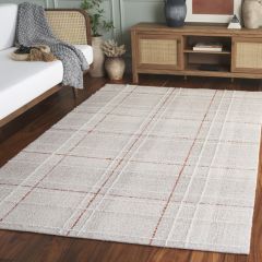 Plaid Pattern Beige/Rust Area Rug