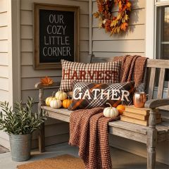 Plaid Pattern Fall Accent Pillows Set of 2