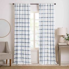 Plaid Pattern Room Darkening Curtain Panel 84 Inch Set of 2