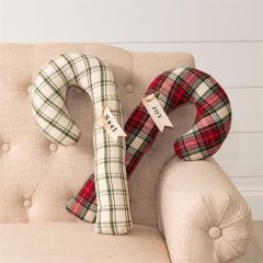Plaid Print Candy Cane Pillow Set of 2