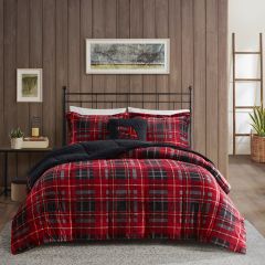 Plaid Print Sherpa Comforter and Sham Set