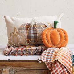 Plaid Pumpkin Applique Lumbar Pillow