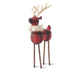 Plaid Reindeer Figurine