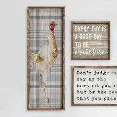 Plaid White Chicken Framed Wall Art