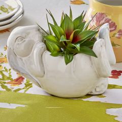 Playful Bunny Stoneware Planter