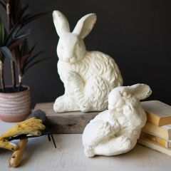 Playful Faux Concrete Rabbit Set of 2