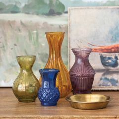 Playful Hues Debossed Bud Vase Set of 4