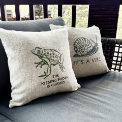 Playful Text Linen Blend Accent Pillow