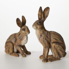 Playful Woodland Rabbit Figurines Set of 2