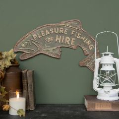 Pleasure Fishing Rustic Metal Plaque Sign