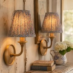 Pleated Blue Floral Wall Sconce Set of 2