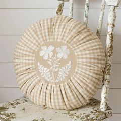 Pleated Check Round Accent Pillow