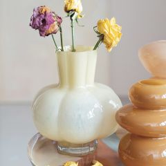 Pleated Glass Flower Vase