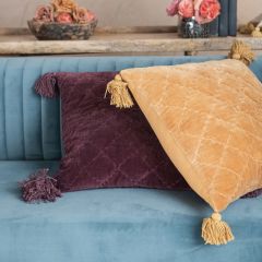 Plum Pretty Tasseled Cotton Velvet Accent Pillow