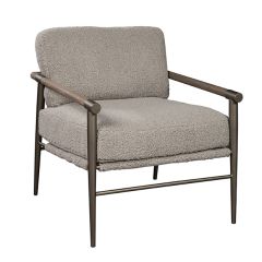 Plush Boucle Upholstered Oak Accent Chair