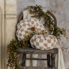 Plush Fabric Checkered Pumpkin