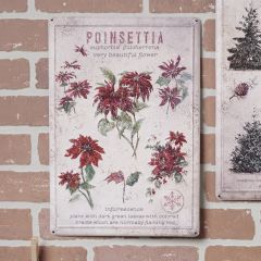 Poinsettia Flower Metal Wall Sign