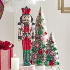 Poinsettia Print Holiday Nutcracker