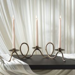 Polished Brass Rope Taper Candle Centerpiece