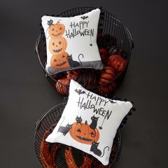 Pom Pom Trim Happy Halloween Throw Pillows Set of 2