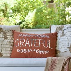 Pom Pom Trimmed Grateful Pillow