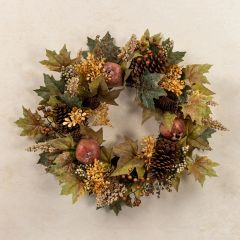 Pomegranate And Mixed Harvest Foliage Wreath