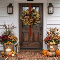 Pomegranate And Mixed Harvest Foliage Wreath