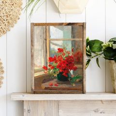Poppies In The Window Printed Vertical Canvas Art