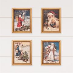 Postcard Santa Print In Gold Frame Set of 4