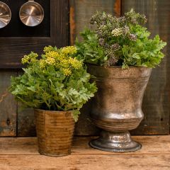 Potted Faux Greenery With Purple Seeds