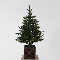Pre Lit Tree in Wooden Crate