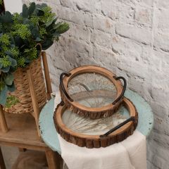 Pressed Flower Round Tray Set of 2