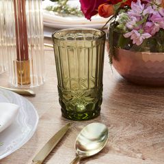 Pressed Green Tall Drinking Glass