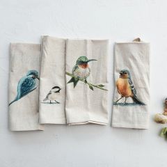 Pretty Bird Cotton and Linen Tea Towel Set of 4
