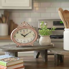 Pretty in Pink Antiqued Table Clock