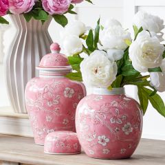 Pretty in Pink Floral Ginger Jar