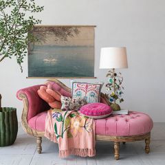 Pretty in Pink Velvet Upholstered Chaise Lounge