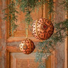 Pretty Parisian Embroidered Ornaments Set of 2