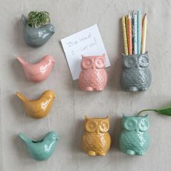 Pretty Pastel Owl Vase Set of 4